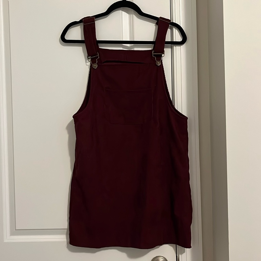 Burgundy Corduroy Overall Dress 💙
